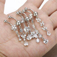 1PC ใหม่ CZ Belly ปุ่มแหวนยาว Dangled Bar Belly Piercing แหวน Shinny คริสตัลเจาะ Belly Charming Oreja Body เครื่องประดับ