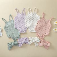 4 Color Summer 2Pcs Newborn Baby Girls Sets Toddlers Infant  Creative Floral Print Sleeveless Suspender Romper + Bow Headwear  by Hs2023