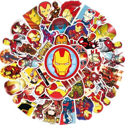 10/52Pcs Cartoon Marvel Iron Man Stickers Luggage Guitar Skateboard Laptop Anime Avengers Kids Cool Waterproof Sticker Toys