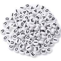 50pcs A E I O U Vowel Beads Round English Alphabet Bead Loose Spacer for Making Jewelry