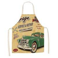 Retro Car Airplane Pattern Apron for Hairdresser Aprons for Women Goods for Home Kitchen Customizable Apron House Cleaning Apron Aprons