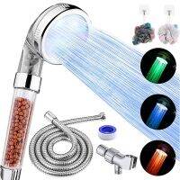 LED Shower Head with Handheld, 3 Water Temperature-Controlled Water Saving Filtered Shower Head for Dry Hair &amp; Skin