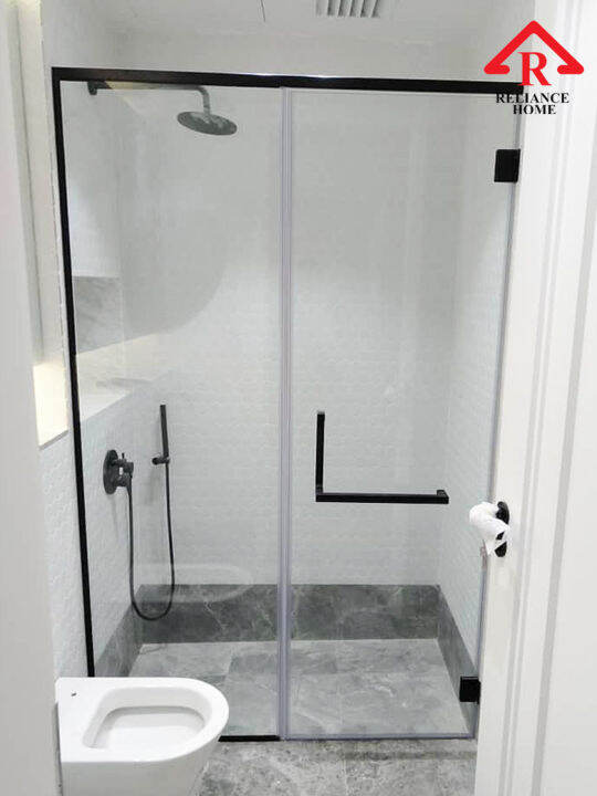 [PREORDER] Black Frameless Shower Screen, REH100 Shower Screen, Black