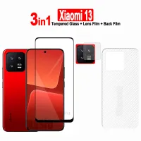 3in1สำหรับฟิล์ม Xiaomi 13กระจกเทมเปอร์และ13Pro Xiaomi 12Pro 11 /Mi 10T 10T 11T 12T Pro 5G / 12Lite 11 Lite 5G NE ปกป้องหน้าจอ + ฟิล์มเลนส์กล้อง + ฟิล์มด้านหลังคาร์บอนไฟเบอร์