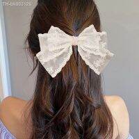 ✌❀✴ Beige White Large Lace Bow Hair Clip Embroidered Bowknot Sweet Ribbon Hairpin Girl Headdress Top Clip Korea Hair Accessories