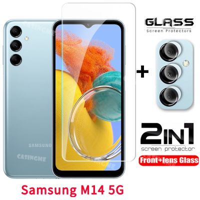 ฟิล์มกระจกนิรภัยป้องกันเต็มพื้นที่ Samsung M14 5G 2023สำหรับ Samsung Galaxy A24 M14 SamsungM14 A M 14 24 5G 2023ฟิล์มกันรอยด้านหน้าหลังเลนส์ป้องกันหน้าจอเลนส์กล้องหลังกระจก
