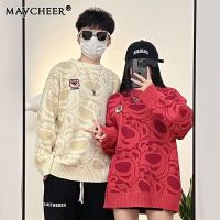 MAYCHEER  คู่เสื้อกันหนาวแบบมีเชือกน่ารักเสื้อกันหนาวสตรอเบอร์รี่ชุดหมีเด็ก