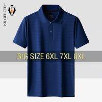 เสื้อโปโลสำหรับผู้ชายเสื้อโปโลเย็นบางฤดูร้อน7XL 6XL 8XL ขนาดพิเศษ2023ยืดหยุ่นแขนสั้นสีดำหลวมระบายอากาศ