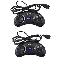 2 Pcs Game Controller for SEGA Genesis for 16 Bit Handle Controller 6 Button Gamepad for SEGA MD Game Accessories Black