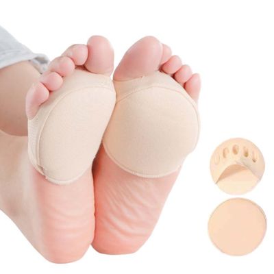 Forefoot Pads Five Toe Fabric High Heel Inserts Absorbs Sweat Foot Care Cushion Pad Back Anti Slip Heels Comfort Women Insoles Shoes Accessories
