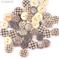 ▩✇❦ 18mm 50Pcs Random Mix Printing Wooden Buttons Sewing Accessories DIY Clothes Handmade Crafts Scrapbooking Home Decor m2643