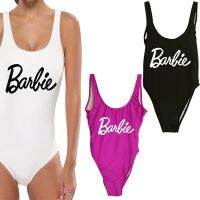 Barbie English Alphabet One-Piece Swimsuit Sexy Females Lim Fit Backless Swim Set Y2K Girls Women Sleeveless Siamese Bikini