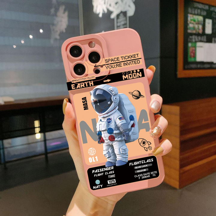 เคสโทรศัพท์ฝาครอบขอบสี่เหลี่ยมเต็มเลนส์สำหรับ-iphone-14-plus-13-12-pro-max-11-xr-7-8-se-2020น่ารัก-nasa-ฝาครอบป้องกัน