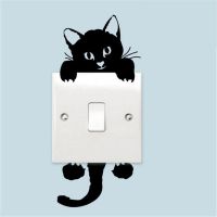 Black Lovely Cat Light Switch Phone Wall Stickers For DIY Home Decoration Cartoon Animals Wall Decals PVC Mural Art Wall Stickers Decals