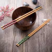 Bamboo Wood Chopsticks Japanese Style Cherry Blossom Wooden Anti-Mold Sushi Pointed Home Chopstick