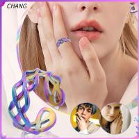 CHANG 4Pcs วันต่อวัน วินเทจ เหล็กไททาเนียม แหวนปรับได้ อุปกรณ์เครื่องประดับอัญมณี วงแหวนระลอก แหวนเปิด