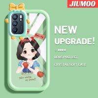 เคส JIUMOO สำหรับ OPPO Reno 6 5G Reno 6 Pro 5G Reno 6Z 5G เคสการ์ตูนสโนว์ไวท์แพตเท็นสีสันสดใสมอนสเตอร์ตัวน้อยน่ารักนิ่มสำหรับเลนส์กันกระแทกแบบใสเคสมือถือความคิดสร้างสรรค์โปร่งใสเคสป้องกันซิลิโคนเรียบง่าย