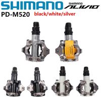 SHIMANO ALIVIO M3100ซีรีส์ PD-M520แป้นถีบจักรยานแป้นถีบ SPD สองด้านสำหรับการปั่นจักรยานออฟโรดสีดำ/ ขาว/เงินเดิม Shimano