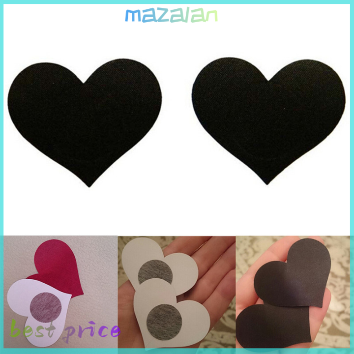 mazalan-สติกเกอร์ติดหน้าอกร่างกายผู้หญิง2ชิ้นสติกเกอร์ติดแผ่นปิดหัวนมรูปหัวใจแบบใช้แล้วทิ้ง