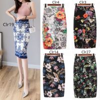 COD ㍿♝✺ The Nonexistent Shop32dsgd0 Fashion Women Floral Print Midi Skirt Female High Waist Stretch Pencil Skirts