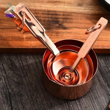 Stainless Steel Measuring Cups and Spoons set of 8 Engraved Measurements,Pouring  Spouts & Mirror Polished for Baking (Rose gold / Silver/ Gold)