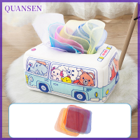 QUANSEN ของเล่น Montessori Magic tissue BOX เด็กเรียนรู้กิจกรรมทางประสาทสัมผัสของเล่น