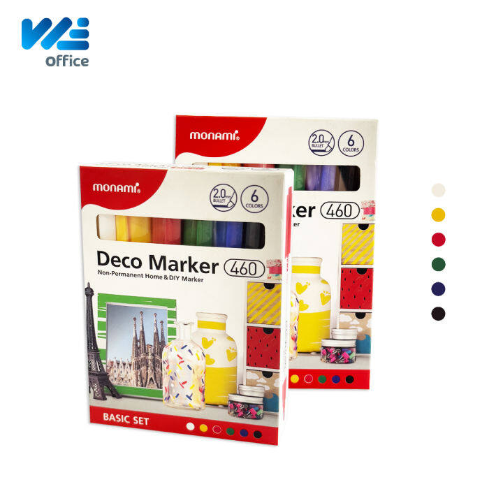 monami-โมนามิ-ปากกามาร์คเกอร์-รุ่น-deco-marker-460-ชุด-6-สี