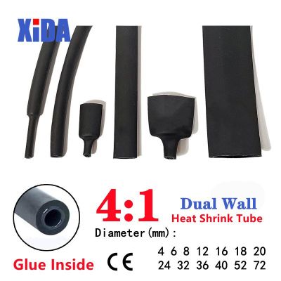 1Meter/Lot 4:1 Ratio Heat Shrink Tube With Glue Dual Wall Adhesive Tubing Heat Shrinkable Tubing Sleeve Wrap Wire Cable Kit Kits Electrical Circuitry