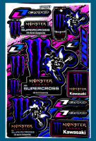 สติกเกอร์ ติดรถ Monster Supercross Kawazaki สีม่วง สติกเกอร์แต่งรถ สำหรับรถมอเตอร์ไซค์ ติดรถยนต์ ติดหมวกกันน็อค โลโก้  Stickersยอดฮิต Mon15 จำนวน 1 แผ่น