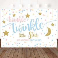 Mocsicka ฉากหลัง Twinkle Little Star กระพริบตาพื้นหลังปาร์ตี้ดาวรุ่งสีทองสำหรับเด็กแรกเกิดเผยภาพเด็กทารกห้องอาบน้ำ