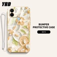 YBDดอกไม้ไข่มุกเคสสำหรับ Xiaomi Redmi A1+ 2022 4G A2+ POCO C50 A1 2022 เคสโทรศัพท์กันกระแทกดีไซน์ใหม่ลวดลายภาพวาดสีน้ำมันเคสนิ่มพร้อมฟรีสายคล้อง