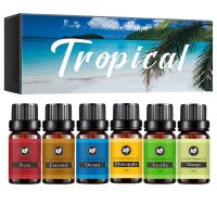 【LZ】☞  Natural Fruit Aroma Conjunto Difusor de Óleo Essencial Óleos Essenciais Puros Coco Rum Manga Baunilha Oceano Abacaxi Presente 6pcs