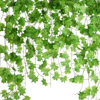 12 Pcs 7.5Ft Artificial Maple Leaves Hanging Vines, Ivy Garland Hanging Plants for Garden Wedding Party Decorations