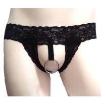 Jockstrap Briefs G String Thongs Men Leather Men 39;s Lingerie Low Waist Lace Hollow Panties Underwear Clubwear Open Back Underpant