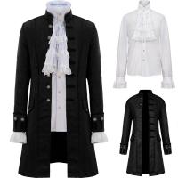 ร้อน, ร้อน★Men Steampunk Trench Coat / Shirt Vintage Prince Overcoat Medieval Renaissance Jacket Victorian Edwardian Cosplay Costume