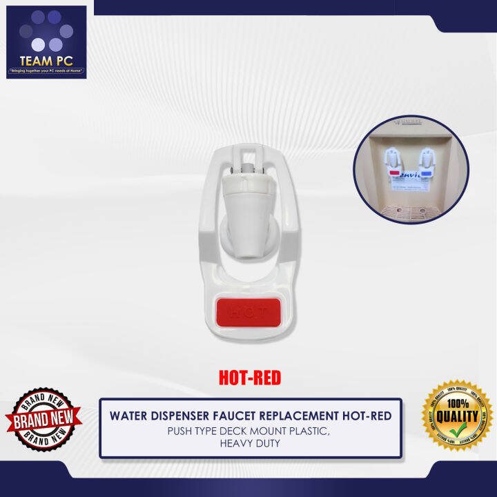 WATER DISPENSER FAUCET REPLACEMENT HOTRED PUSH TYPE DECK MOUNT PLASTIC