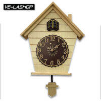 Velashop นาฬิกาแขวนผนังไม้แท้กุ๊กกู Cuckoo Wall Clock ตัวเรือนไม้แท้ ตัวเลขอาราบิก ขนาดสูง 39 ซม ยาว 34.5ซม. หนา 13ซม. รุ่น V6610-CR-AR