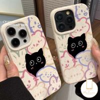 เคสนิ่มรูปหมีแมวการ์ตูนสัตว์สีดำสุดเท่ห์ใช้ได้กับ IPhone 11 15 13 14 Pro Max 15 6S 8 7 Plus XR 7 Plus X XS MAX SE 2020ที่ย่อยสลายได้อย่างสร้างสรรค์