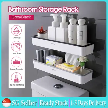 Bathroom Shelf  Punch-free Wall Mounted Bathroom Storage Rack, No