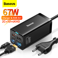 Baseus 67W GaN5 Pro Desktop Charger รางปลั๊กไฟสถานีชาร์จ Type C HUB 4K ที่ชาร์จเร็วที่รองรับ HDMI