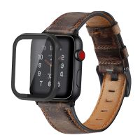 case+Retro Cow Leather strap for Apple watch band 44mm 40mm iWatch 42mm 38mm watchband bracelet Apple watch 4 3 5 se 6 Straps