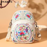 Cloud to imprint embroidered double 7 inch screen mobile package inclined shoulder bag female small canvas bag