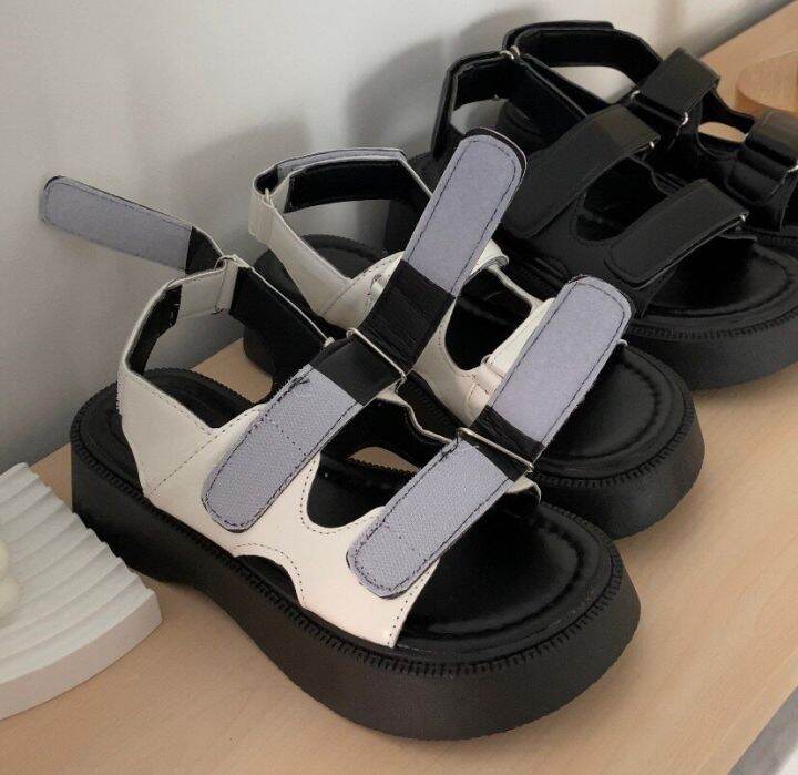 พร้อมส่ง-summer-velcro-sandals-รองเท้าหนังรัดส้นสไตล์เกาหลี