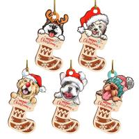 Dog Ornaments For Christmas Tree 2D Acrylic Sock Shape Christmas Dog Pendant Christmas Tree Decor For Auto Truck Frame Window Front Door Wall classic