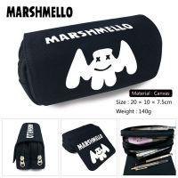 DJ Marshmello กล่องดินสอการ์ตูนกระเป๋าใส่ดินสอต่อพ่วงความจุขนาดใหญ่สำหรับนักเรียนกล่องดินสอเครื่องเขียนซิปสองชั้นกระเป๋าใส่ดินสอ0000