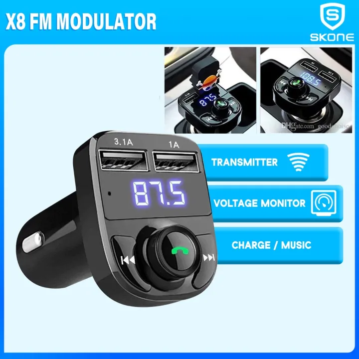 Skone Fm X8 Transmitter Aux Modulator Bluetooth Handsfree Car Audio Mp3