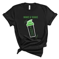 Wake Shake Funny Graphic Letter Tshirt Workout Tees