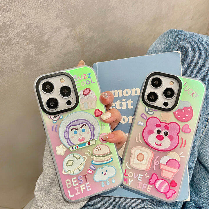 สำหรับ-samsung-สำหรับ-samsung-a73-a53-note8-note9-note10-s20fe-s21fe-เคสโทรศัพท์กันกระแทกลายการ์ตูนหมีสตรอเบอร์รี่