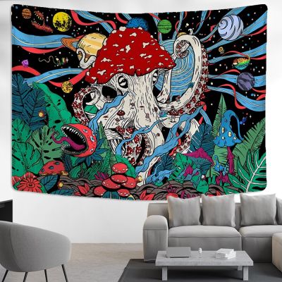 Planet Abstract Mushroom Tapestry Wall Hanging Witchcraft Psychedelic Colorful Dormitory Aesthetics Room Decor Background Cloth