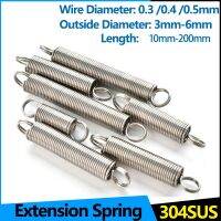 【LZ】 304 Stainless Steel Tension Cylindroid Helical Coil Small Mini Extension Spring WD 0.3mm 0.4mm 0.5mm